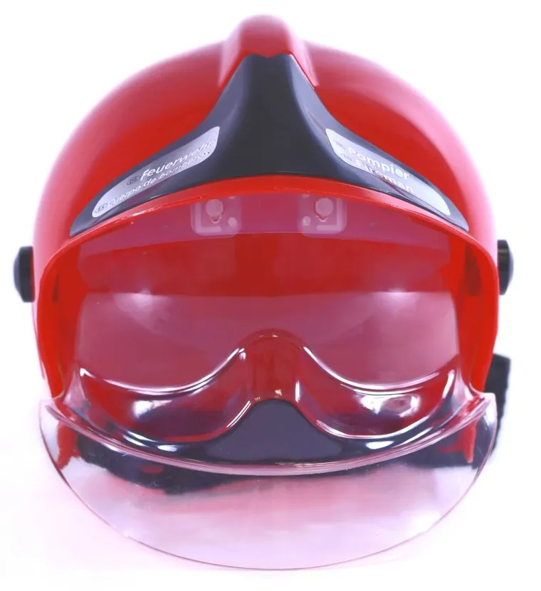 Klein, kask - hełm strażacki MSA z opuszczaną szybką, czerwony