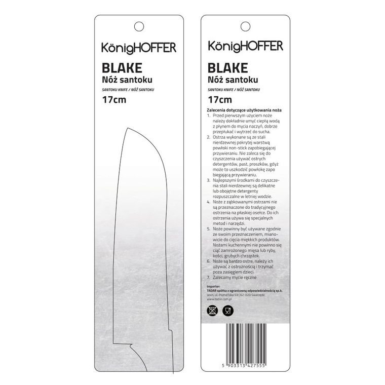 KönigHoffer, Blake, nóż santoku, 18 cm