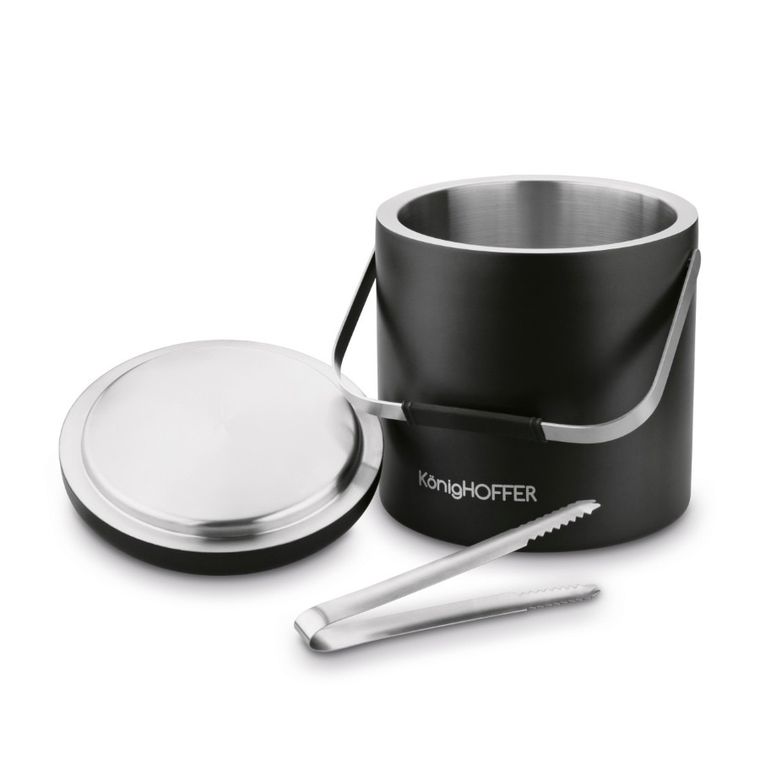 Könighoffer, Lugo, wiaderko do lodu ze szczypcami, czarny mat, 3l