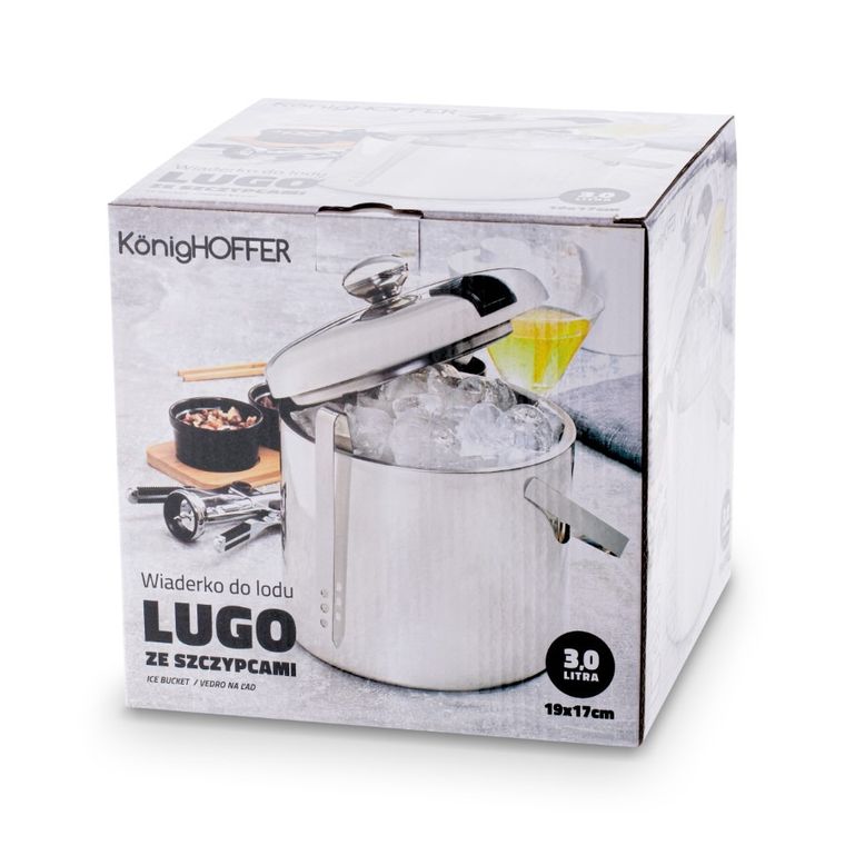 Könighoffer, Lugo, wiaderko do lodu ze szczypcami, połysk, 3l