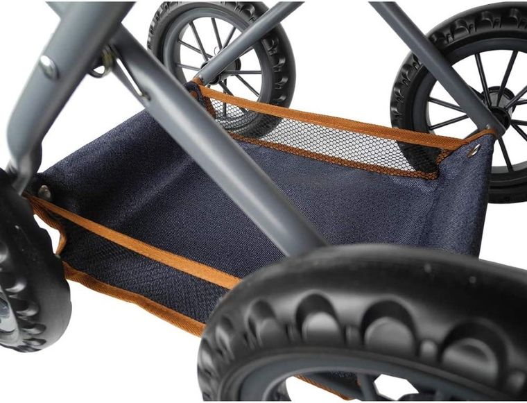 Knorr Toys, wózek dla lalek z nosidełkiem i torbą, jeansowy