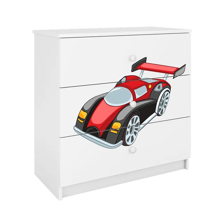 Kocot Kids, Babydreams, komoda, biała, auto wyścigowe