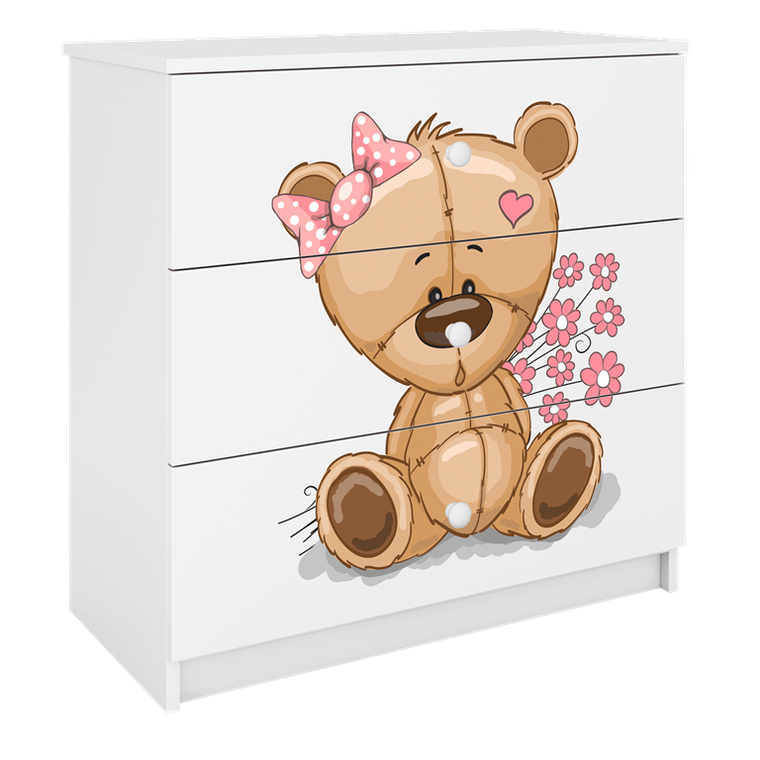 Kocot Kids, Babydreams, komoda, biała, miś kwiatki