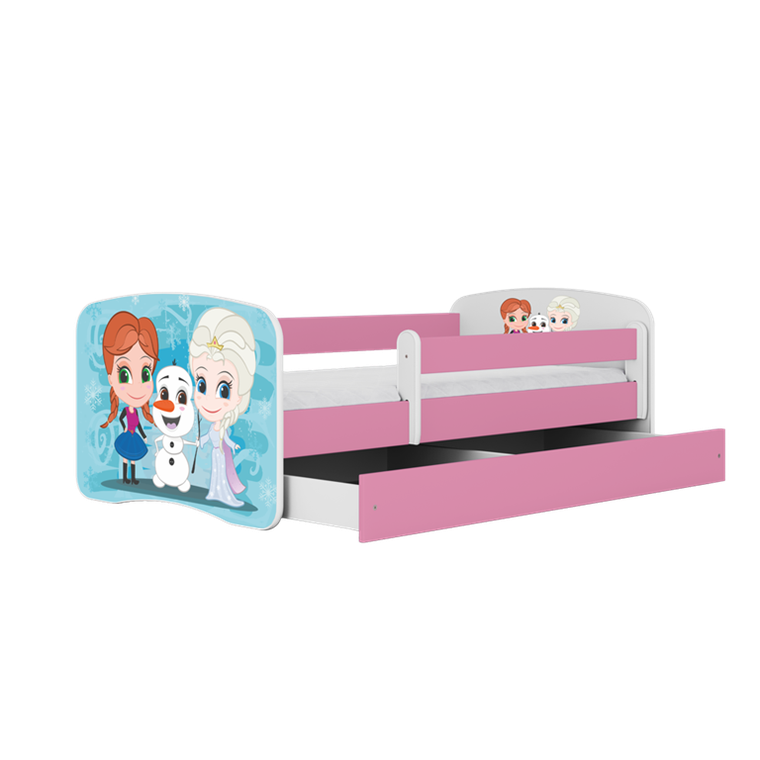 Kocot Kids, Babydreams, łóżko z materacem, różowe, zimowe księżniczki, 80-180 cm