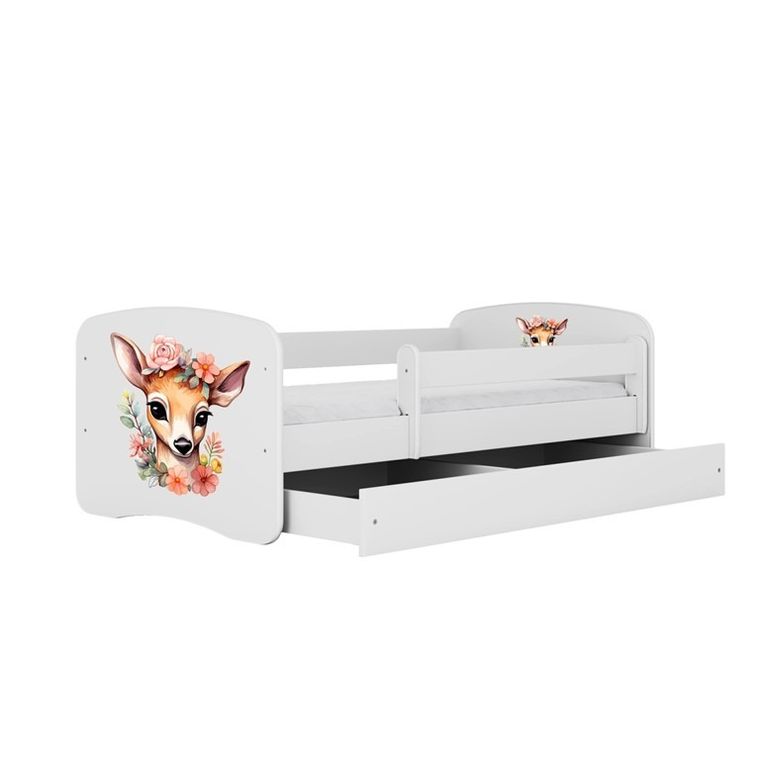 Kocot Kids, Babydreams, łóżko z szufladą, białe, bambi, 70-140 cm
