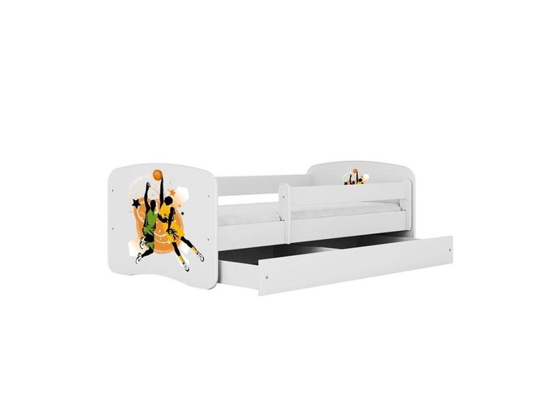 Kocot Kids, Babydreams, łóżko z szufladą i materacem, białe, koszykówka, 80-180 cm