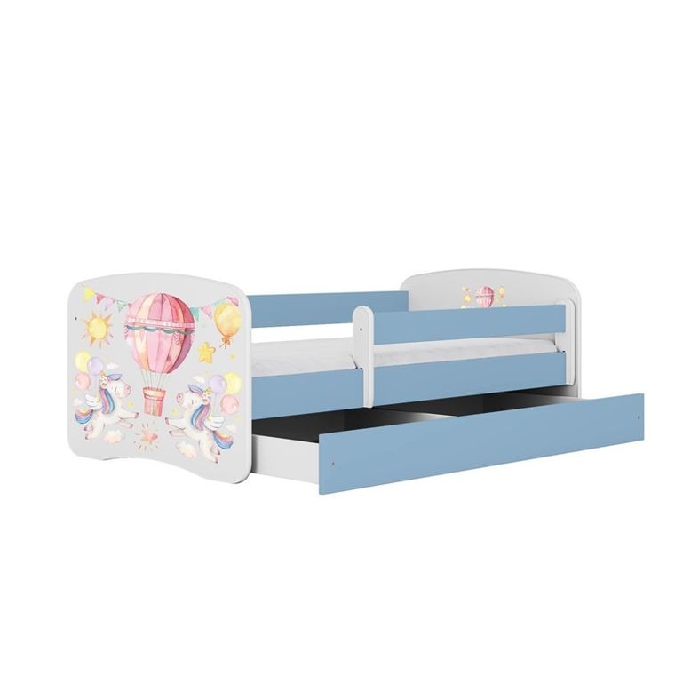 Kocot Kids, Babydreams, łóżko z szufladą i materacem, niebieskie, balonik, 80-180 cm