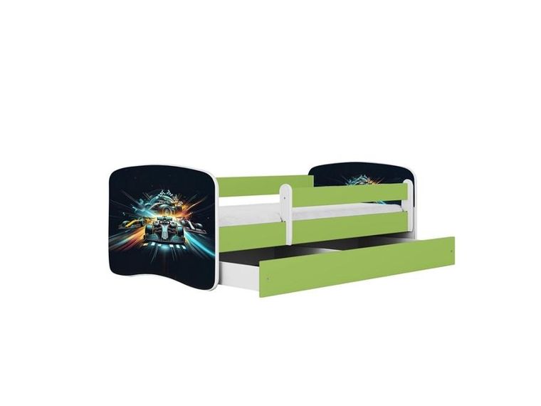 Kocot Kids, Babydreams, łóżko z szufladą i materacem, zielone, wyścig, 80-160 cm