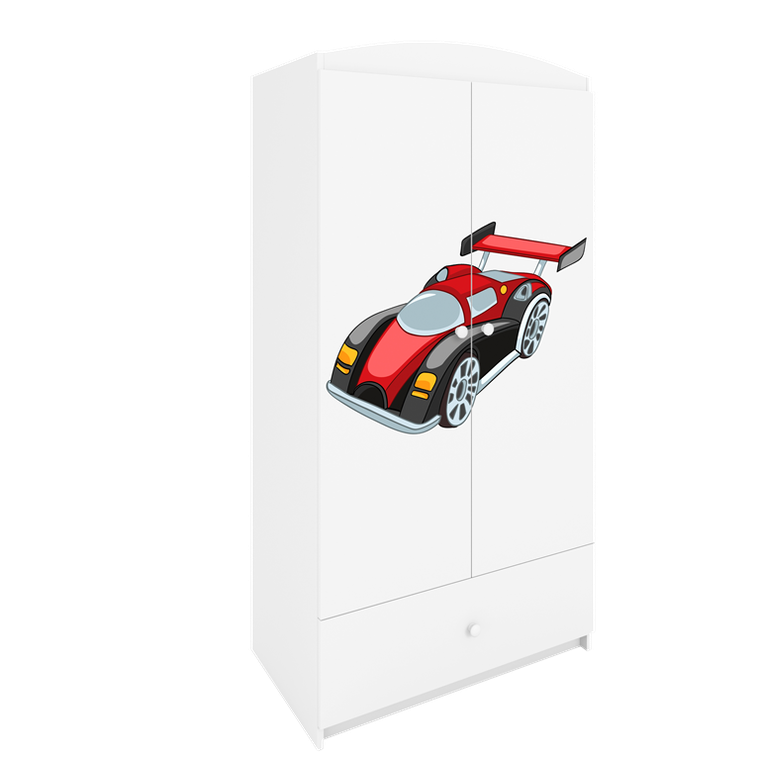 Kocot Kids, Babydreams, szafa, biała, auto wyścigowe, 181.2-52-90 cm