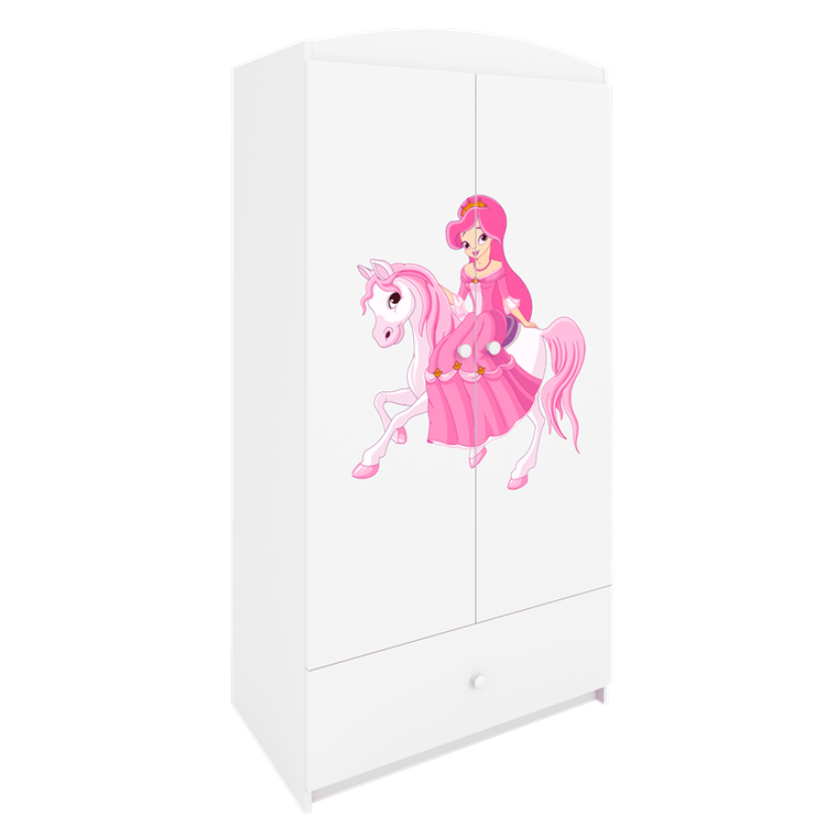 Kocot Kids, Babydreams, szafa, biała, księżniczka na koniku, 181.2-52-90 cm
