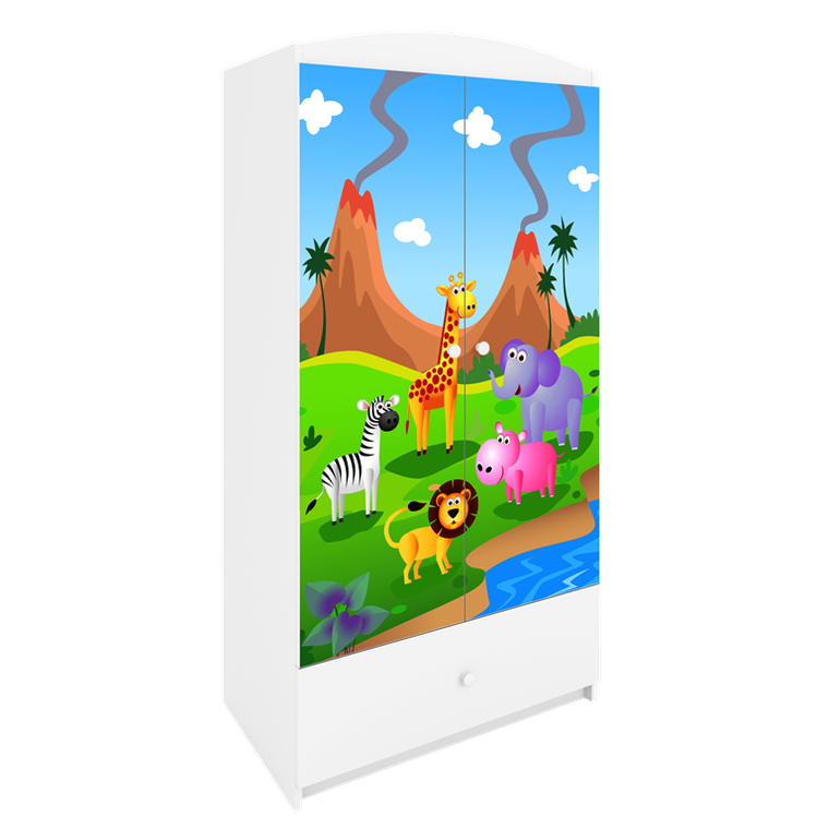 Kocot Kids, Babydreams, szafa, biała, safari, 181.2-52-90 cm