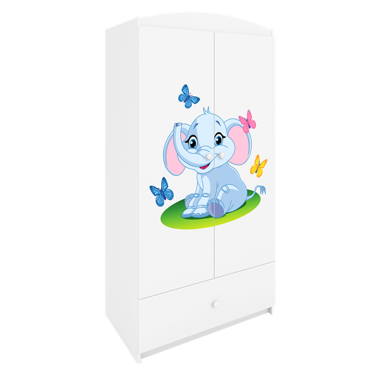 Kocot Kids, Babydreams, szafa, biała, słonik, 181.2-52-90 cm