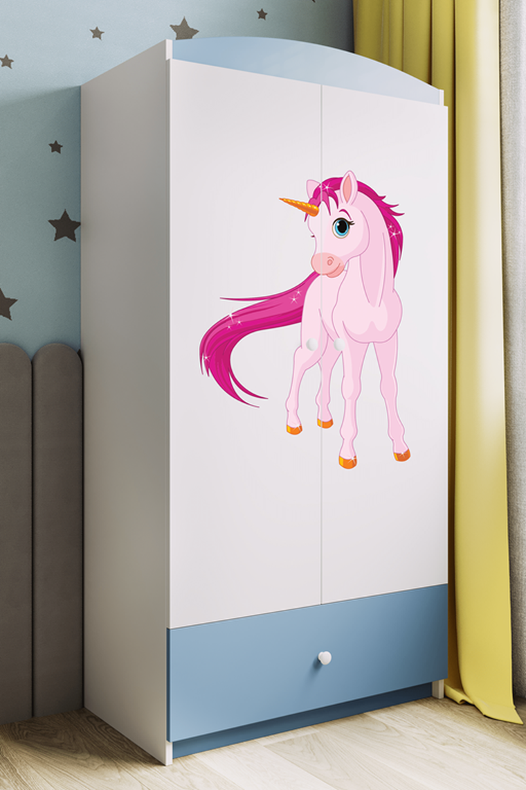 Kocot Kids, Babydreams, szafa, niebieska, jednorożec, 181.2-52-90 cm