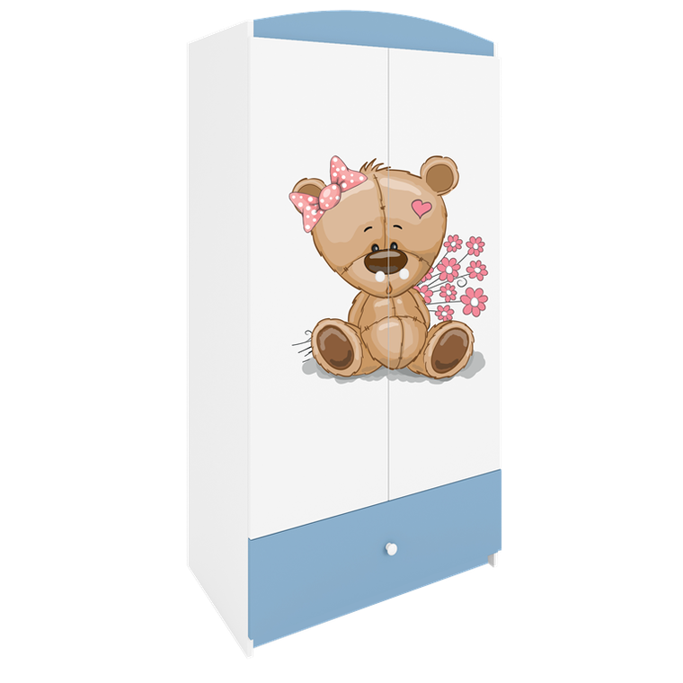 Kocot Kids, Babydreams, szafa, niebieska, miś kwiatki, 181.2-52-90 cm