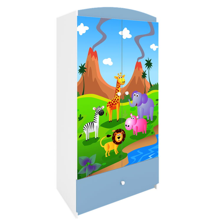 Kocot Kids, Babydreams, szafa, niebieska, safari, 181.2-52-90 cm