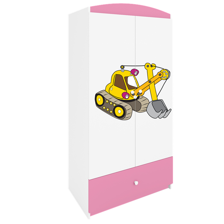 Kocot Kids, Babydreams, szafa, różowa, koparka, 181.2-52-90 cm