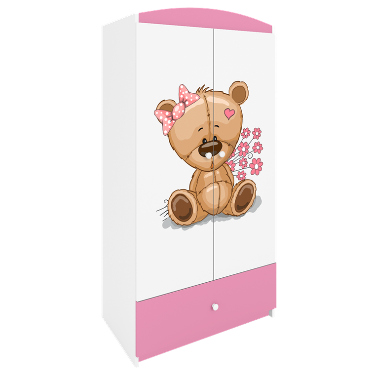 Kocot Kids, Babydreams, szafa, różowa, miś kwiatki, 181.2-52-90 cm