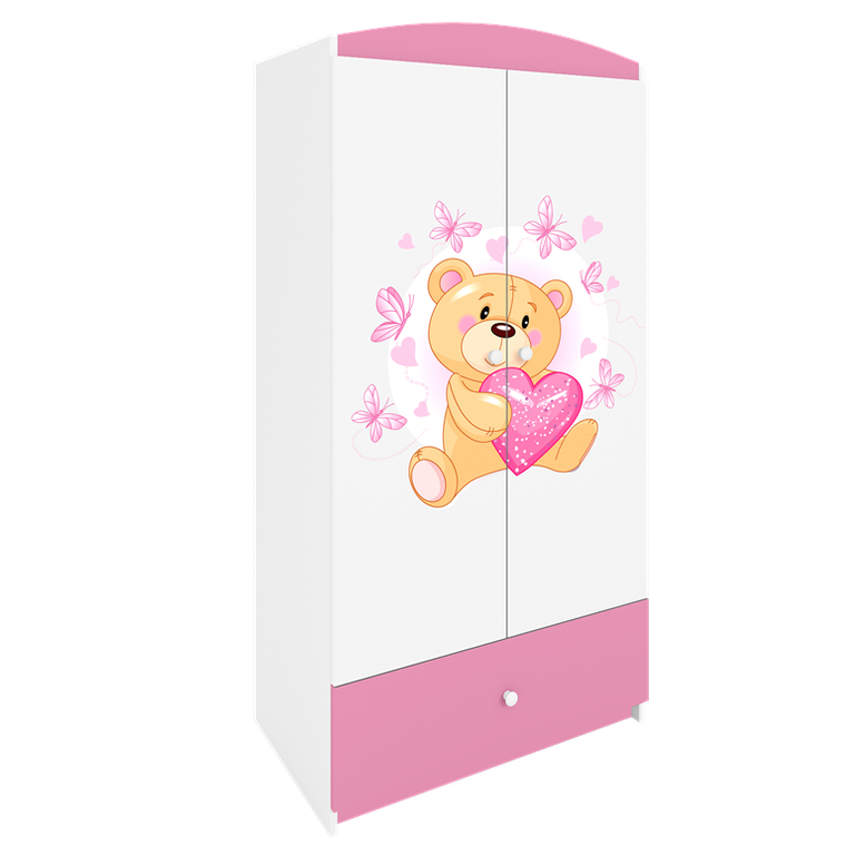 Kocot Kids, Babydreams, szafa, różowa, miś motylki, 181.2-52-90 cm