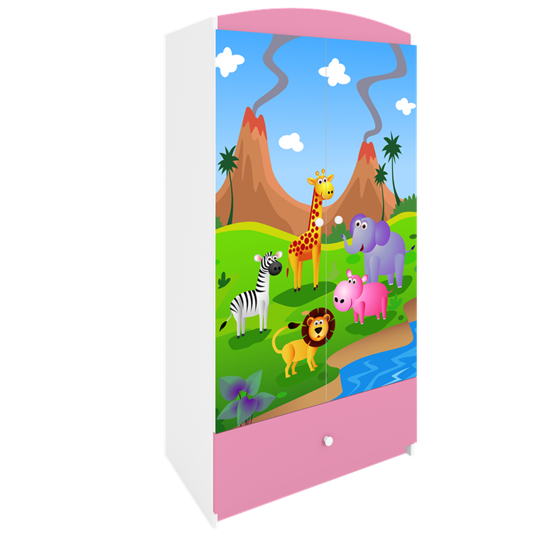 Kocot Kids, Babydreams, szafa, różowa, safari, 181.2-52-90 cm