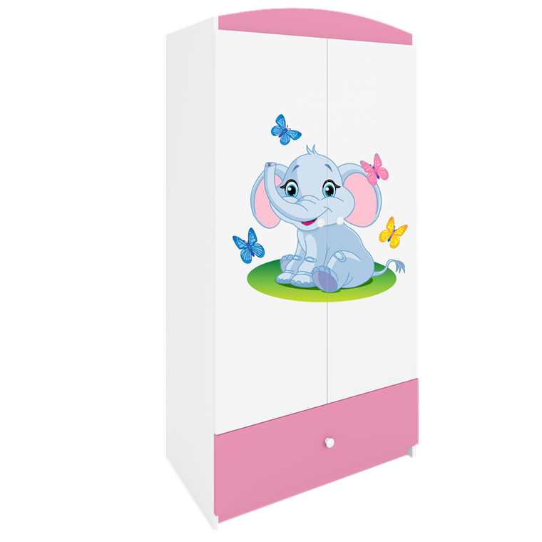 Kocot Kids, Babydreams, szafa, różowa, słonik, 181.2-52-90 cm