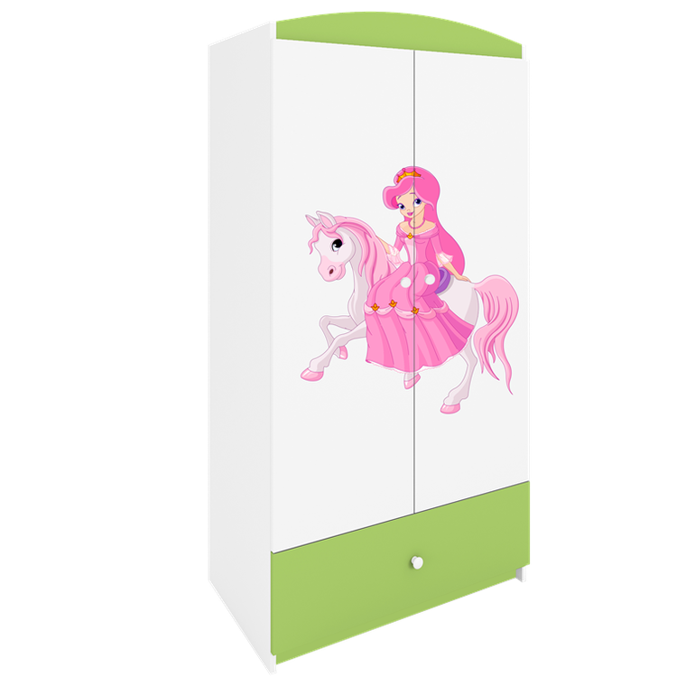 Kocot Kids, Babydreams, szafa, zielona, księżniczka na koniku, 181.2-52-90 cm