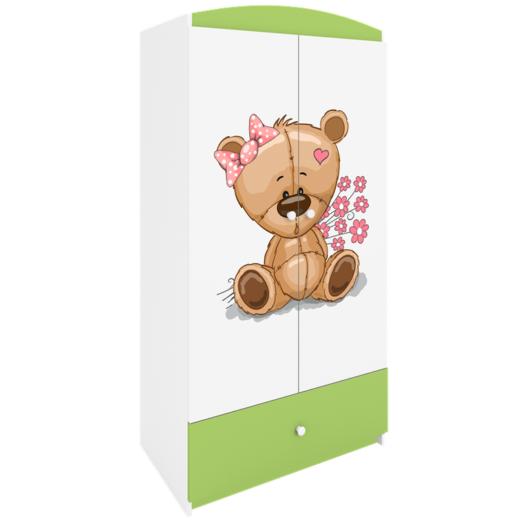 Kocot Kids, Babydreams, szafa, zielona, miś kwiatki, 181.2-52-90 cm
