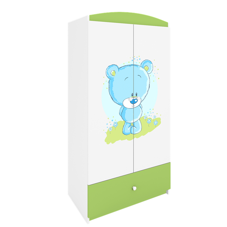 Kocot Kids, Babydreams, szafa, zielona, niebieski miś, 181.2-52-90 cm