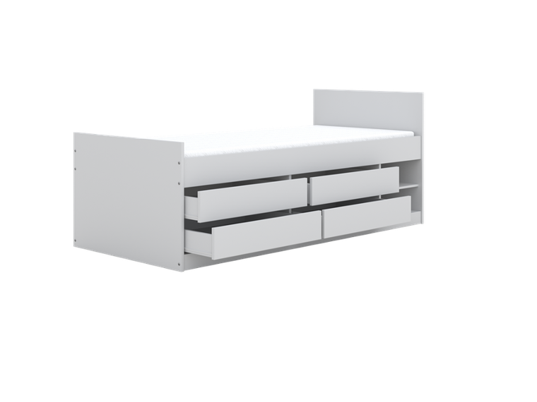 Kocot Kids, Leon, łóżko z materacem, białe, 90-200 cm