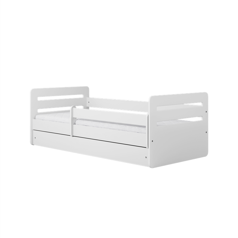 Kocot Kids, Tomi, łóżko z szufladą i materacem, białe, 80-140 cm