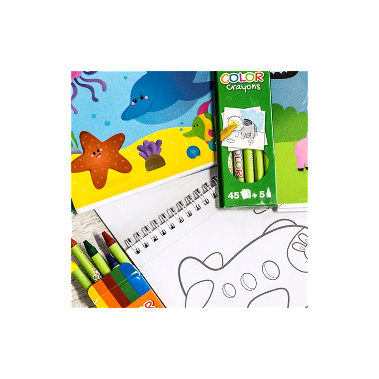 Kolorowanka z kredkami. Transport