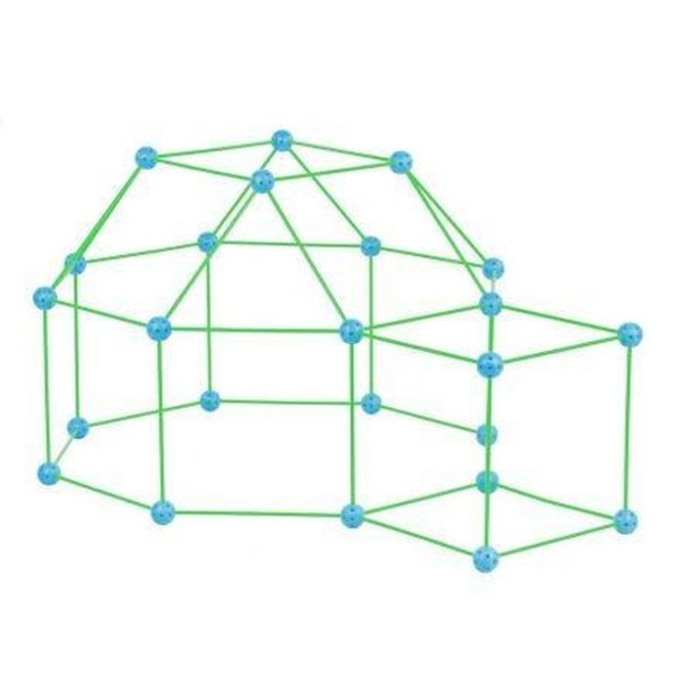 Kolorowe Baloniki, Zwariowany namiot, zielono-niebieski, świecący, klocki konstrukcyjne, 72 elementy