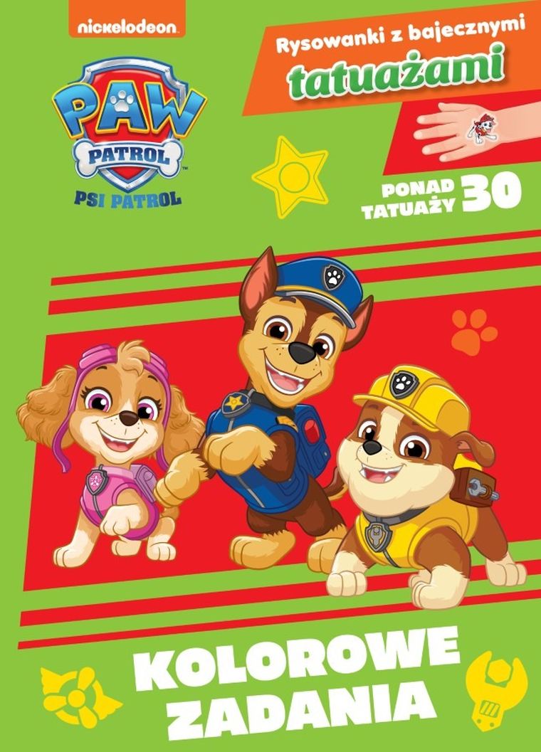 Kolorowe zadania. Psi Patrol. Rysowanki z bajecznymi tatuażami