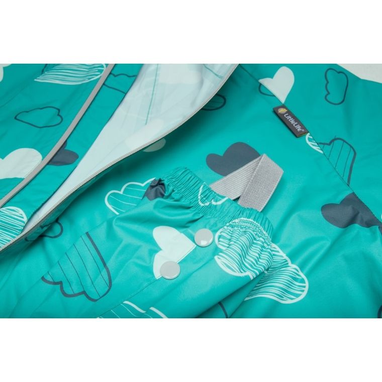 Kombinezon przeciwdeszczowy dziecięcy z kapturem, turkusowy, LittleLife