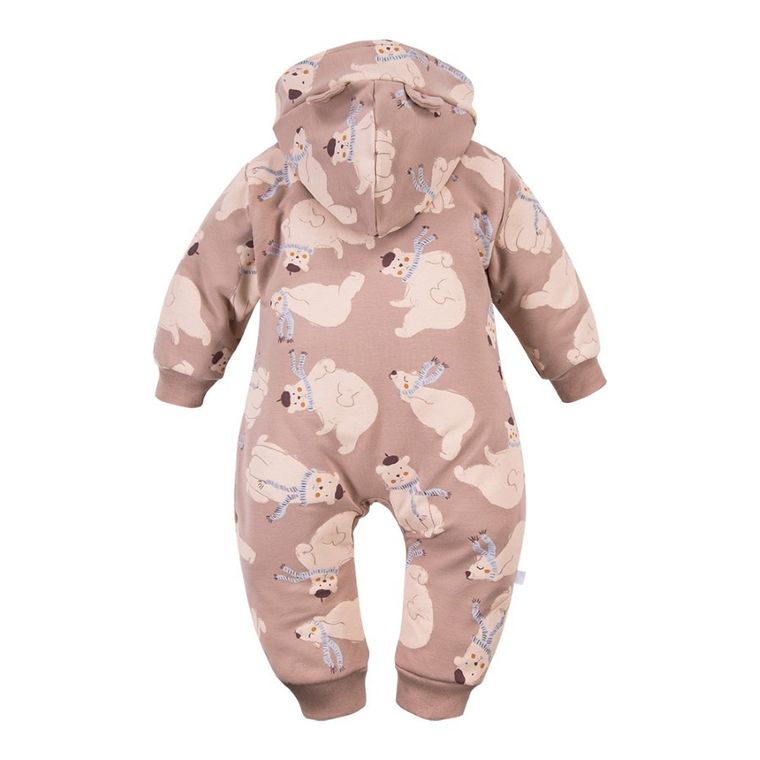 Kombinezon przejściowy chłopięcy z kapturem, beżowy, Eevi