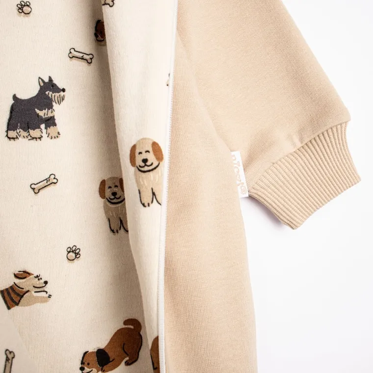 Kombinezon przejściowy chłopięcy z kapturem, beżowy, Nicol