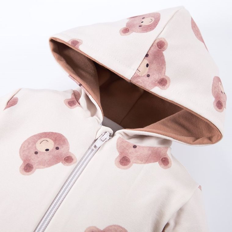 Kombinezon przejściowy chłopięcy z kapturem, ecru, Eevi