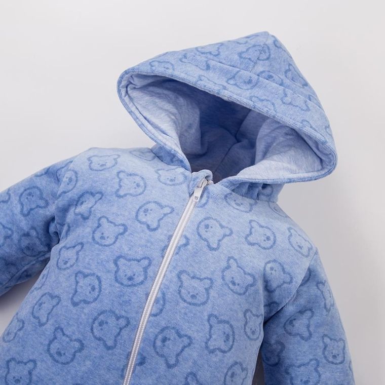 Kombinezon przejściowy chłopięcy z kapturem, niebieski, Eevi