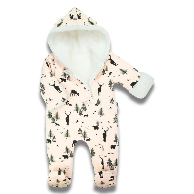 Kombinezon przejściowy chłopięcy z kapturem, ocieplany, beżowy, Nicol