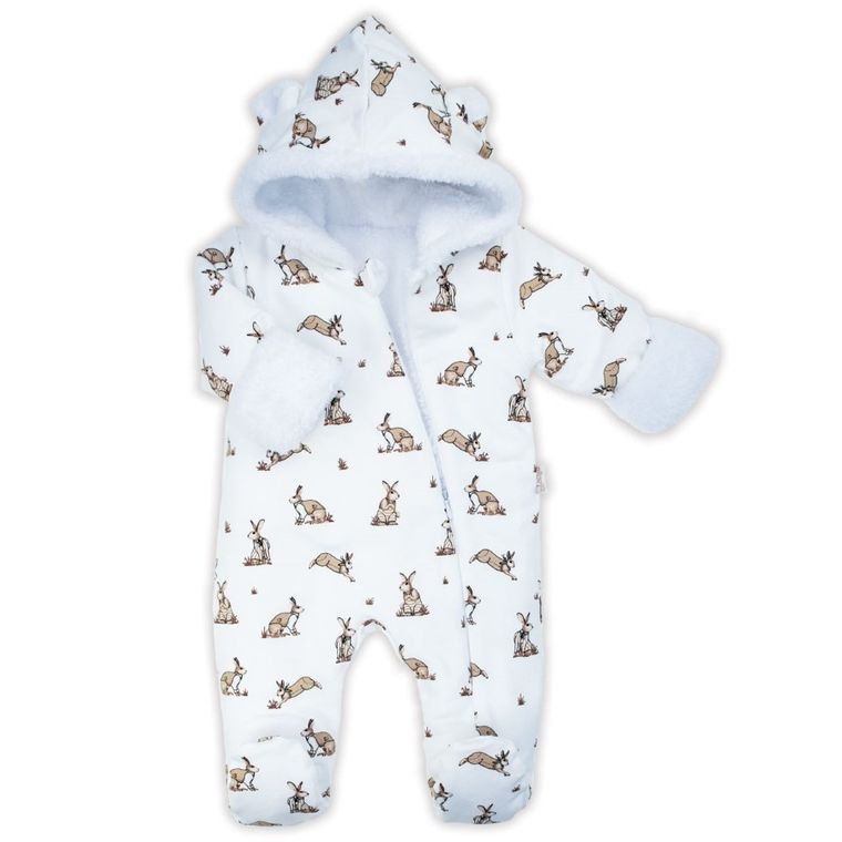 Kombinezon przejściowy chłopięcy z kapturem, ocieplany, biały, Nicol