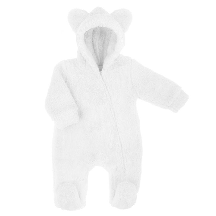 Kombinezon przejściowy chłopięcy z kapturem, ocieplany, biały, Nicol