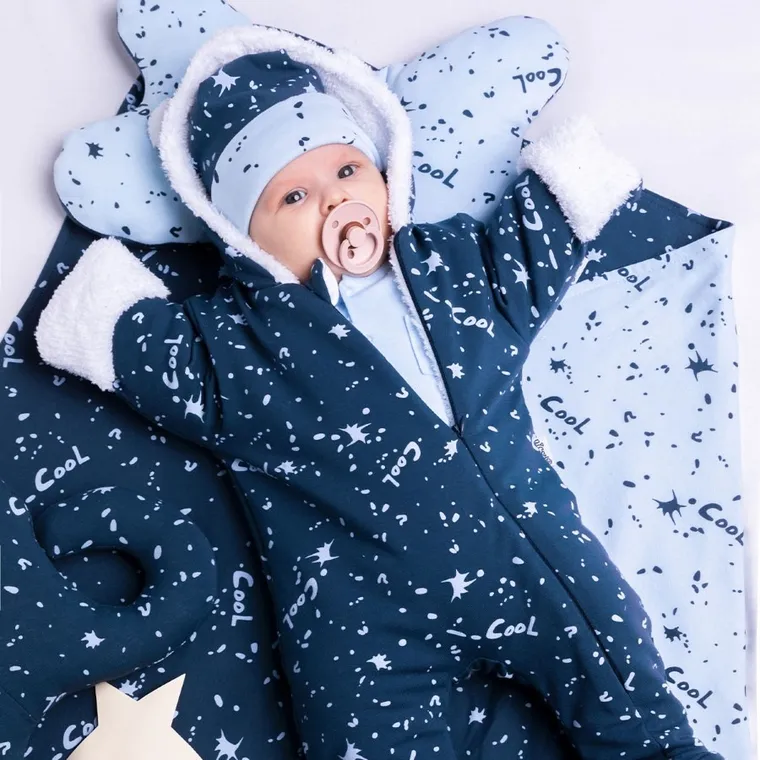 Kombinezon przejściowy chłopięcy z kapturem, ocieplany, granatowy, Cool, Nicol