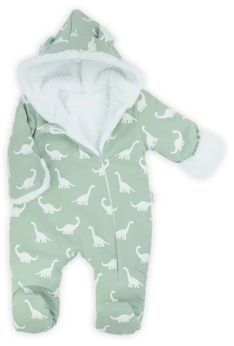 Kombinezon przejściowy chłopięcy z kapturem, ocieplany, miętowy, Nicol