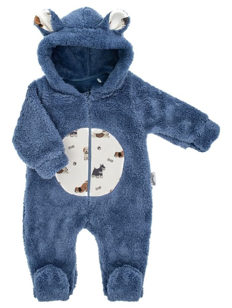 Kombinezon przejściowy chłopięcy z kapturem, ocieplany, niebieski, Nicol