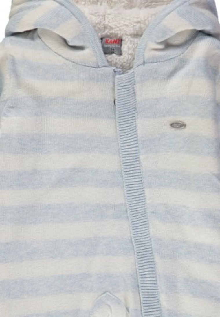 Kombinezon przejściowy chłopięcy z kapturem, ocieplany, niebiesko-biały, Kanz