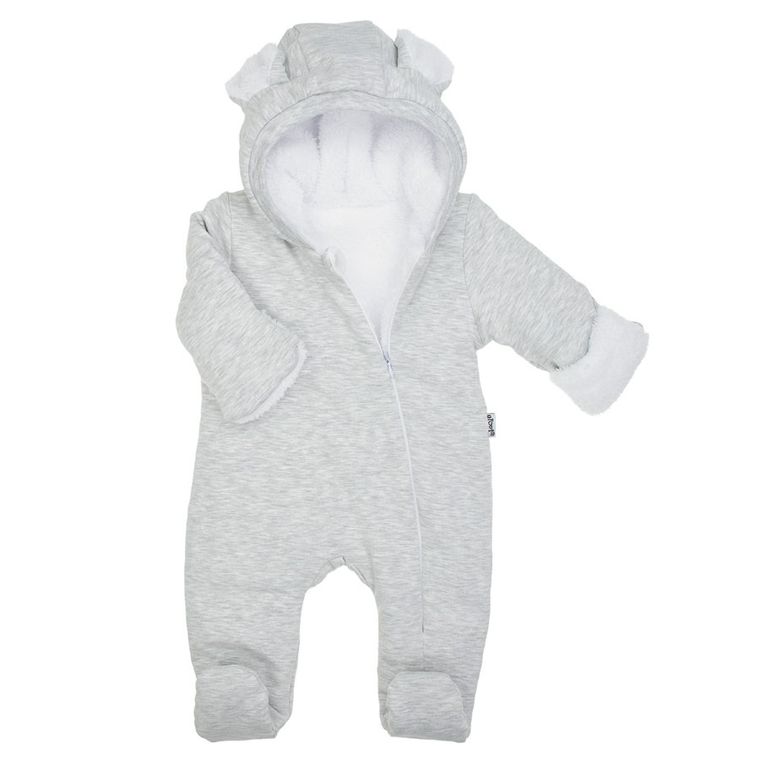 Kombinezon przejściowy chłopięcy z kapturem, ocieplany, szary, Nicol