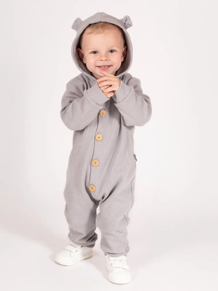 Kombinezon przejściowy chłopięcy z kapturem, szary, Nicol