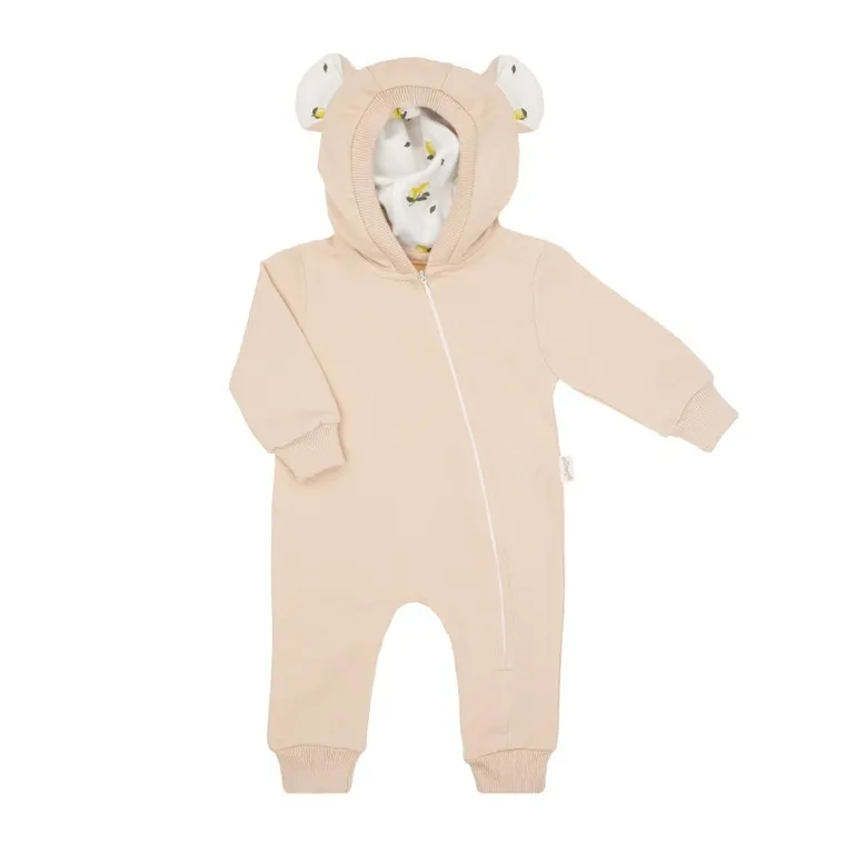 Kombinezon przejściowy dziewczęcy z kapturem, beżowy, Nicol