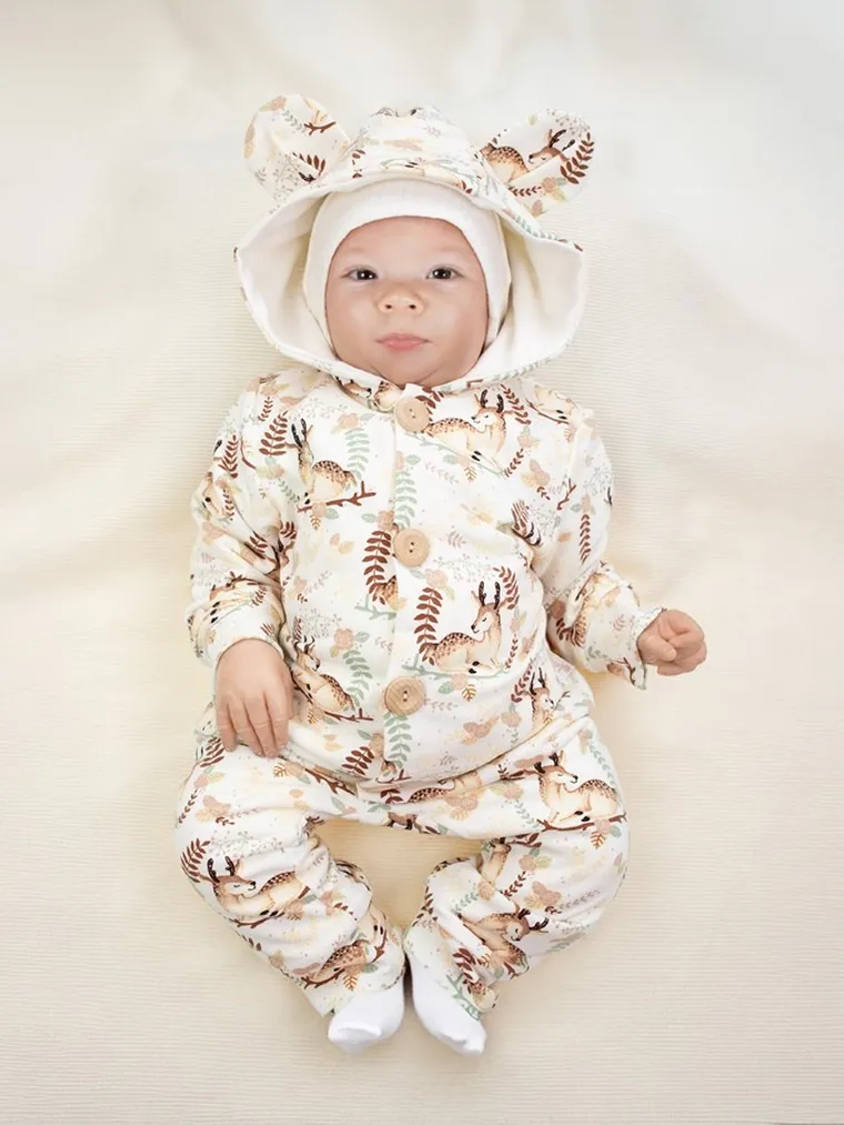 Kombinezon przejściowy dziewczęcy z kapturem, ecru, Nicol