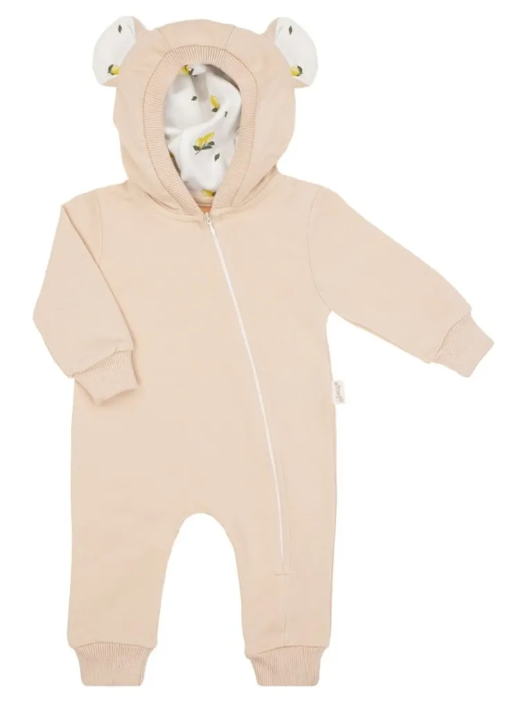 Kombinezon przejściowy dziewczęcy z kapturem, ocieplany, beżowy, Nicol