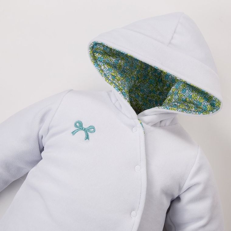 Kombinezon przejściowy dziewczęcy z kapturem, ocieplany, biały, Eevi